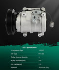 Top Shelf Hella Reliable Oem Style Ac Compressor Assembly With Clutch For Honda Pilot Accord Odyssey And Acura Mdx Tl side view showing 10S20C aluminum housing and pulley.