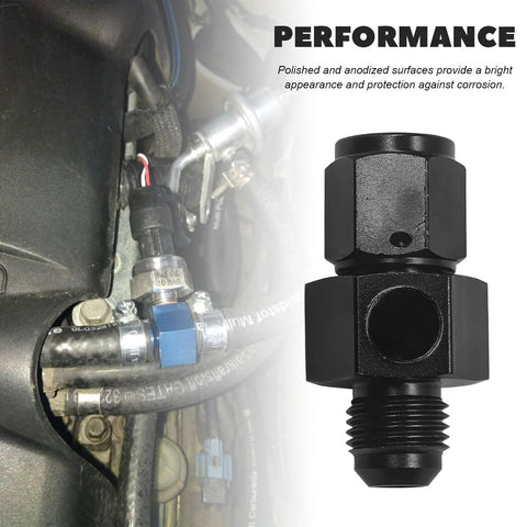 NYTKL 6AN male flare to 6AN female swivel fitting adapter, aluminum, straight fuel line take-off with 1/8 NPT gauge port