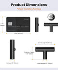 10 Pack Matte Black 2 Inch T Bar Cabinet Knobs Stainless Steel Single Hole Kitchen Cabinet Handles Drawer Pulls For Bedroom Dresser