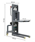 Handy Electric Pallet Stacker With Winch Lifts 600 Lbs Heavy Gear No Sweat Portable Motorized Forklift Alternative dimensions 60cm x 90cm x 124cm.