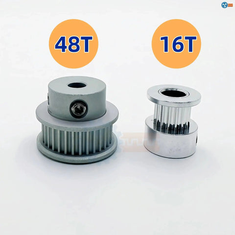 Top Tier 48 Tooth 16 Tooth 2GT Timing Belt Pulley Set With 10mm Bore Fits HTD 3M 5M 8M Belts For High Speed CNC And Smooth Machinery Power Reduction Kits side view