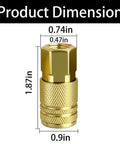 Brass coupler with dimensions, part of Beefy 1/4 Inch NPT Brass Quick Connect Fittings Set For Air Compressors And Pneumatic Tools.