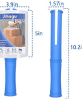 Two Pack Heavy Duty Stretch Wrap Film With Easy Spin Winding Handle And 80 Gauge Self Adhesive Pallet Rolls shown with blue handle illustration.