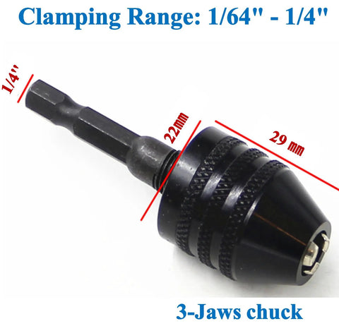 Keyless Chuck Adapter For Impact Driver, 2 Pack, Quick Change One Quarter Inch Hex Shank, Lets You Convert Your Drill In Seconds, Clamp Range 0.3 To 6.5mm, Lightweight, Compact, Easy Bit Swaps, Power Tool Accessory