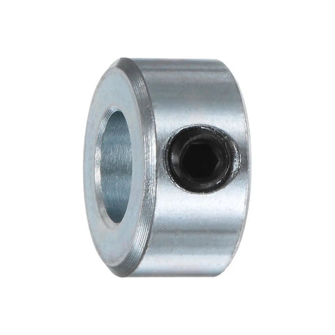 4 Piece Set Screw Shaft Collars 7 16 Inch Bore By 7 8 Inch OD Zinc Steel Axle Clamps With Hex Wrench showing single collar detail.