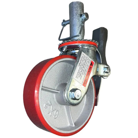 Smooth Rolling Scaffold Casters With Boss Grade Red Rubber Wheels And Rock Solid Locking Brakes For Easy Job Site Cruising Six Inch Diameter