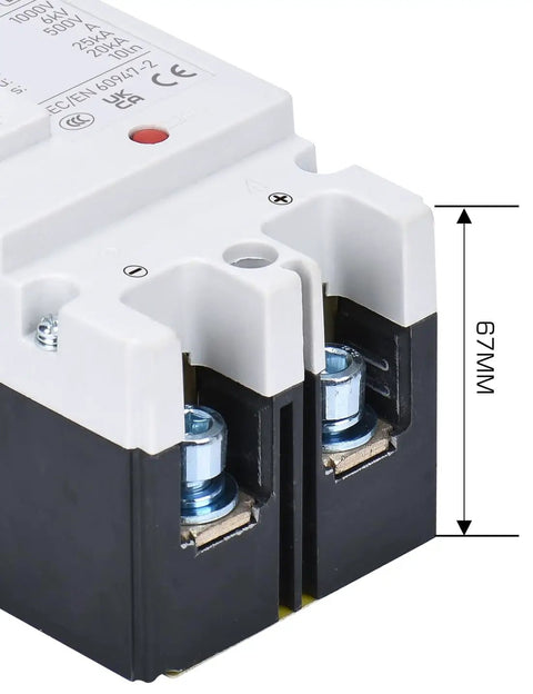 Heavy Duty 125 Amp DC Circuit Breaker And Battery Disconnect Switch For Solar Systems And UPS featuring 2-pole terminals and thermal magnetic trip.