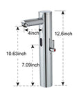 Touchless Bathroom Sink Faucet With Infrared Sensor And Temperature Control Hands Free Tall Body For Commercial Brass Use Adjustable Cold And Hot Water One Hole Single Handle Basin Vessel Auto Water Mixer Chrome Finish with dimensions