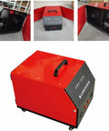 Hardcore 3000W Handheld Laser Welder 4 In 1 Pro Cutting And Cleaning Machine with red casing and dual wire feeder shown from multiple angles.