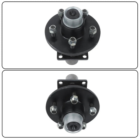 Two Pack Preassembled Trailer Hub Kit With 84 Flange Spindle 5 On 4.5 Inch Bolt Pattern Pre Lubricated heavy-duty view