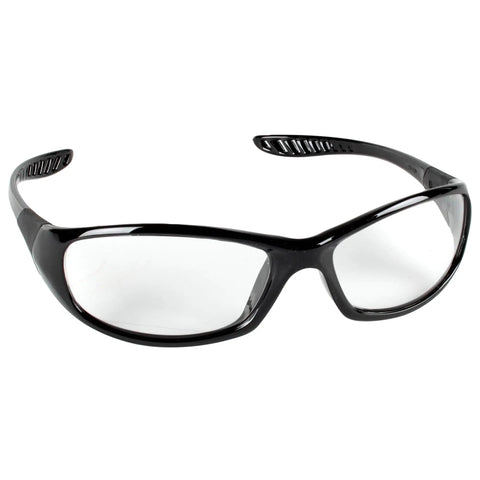 Hellraiser Safety Glasses With Clear Lenses And Black Frame For Indoor Work 99.9 Percent UV Protection UVA UVB UVC Lightweight Durable Eye Protection ANSI Rated 12 Count Pack For Jobs And Projects