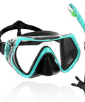 All In One Snorkeling And Scuba Set With Anti Fog Glass Purge Valve And Anti Splash Silicone Mouthpiece for ages 6 to 13 in green