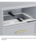 Heavy Duty 5 Pack 16 Inch Black Center Mount Drawer Slides For Cabinets in a grey drawer showing smooth alignment features.