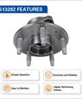 Set Of 2 Front And Rear Wheel Bearing Hub Assemblies With Encoder And ABS For 2008-2019 Cadillac CTS, 2010-2015 Chevy Camaro, And 2018-2019 Chevy Impala Five-Lug Vehicles features overview
