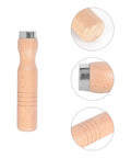Rock Solid 4 Pack Wood Rasp File Handles With Hella Comfy Red Beechwood Grips For 10-16 Inch Carpentry Bench Clamps, wooden handle close-up.