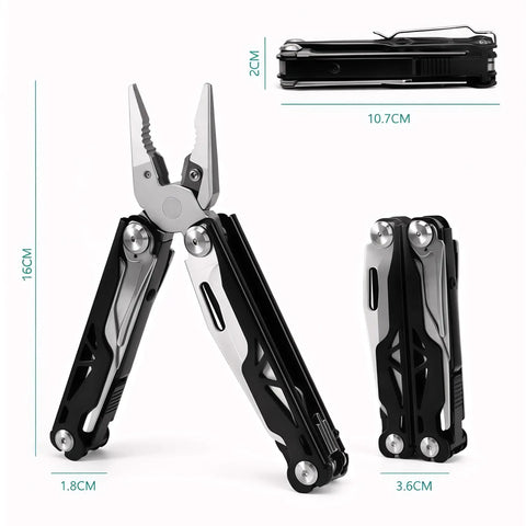 15 In 1 Multitool Pliers With Spring Loaded Head And Thick Hardened Steel Skeleton Handle Go To EDC For Camping And Home Repairs