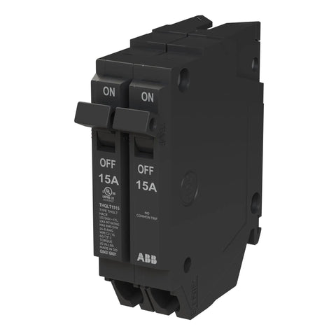 15 Amp Tandem Circuit Breaker 1 Pole 2 Circuits In One Slot For 120 240 Volt Load Centers Thermal Magnetic Plug On Breaker With 10 kAIC Interrupt Rating Heavy Duty Durable Residential And Commercial Electrical Protection You Can Trust, black 15A dual breaker