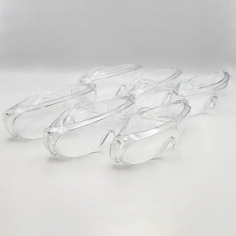Kickass Clear Safety Glasses Engineered To Fit Over Prescription Frames Hella Comfy For Job Site And Lab Tasks Legit Eye Guard With Scratch Resistant Lenses 6 Pack, clear with wraparound design.