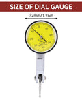 Dial Indicator With Flexible Magnetic Stand For Tight Spaces Pro Grade Dial Test Indicator Set 0 To 0.8mm Range 0.01mm Resolution Surface Variation Gauge For Machine Setup And Precision Measurements, showing 32mm dial gauge size.