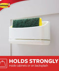 Under Sink Sponge Caddy Set Pack of 2 With 8 Adhesive Strips, Damage-Free Organization, No Tools Needed, Easy Mount on Cabinet