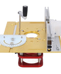 Rock Solid Aluminum Router Lift With Smooth Manual Height Adjustment Precision Workhorse For Woodworking and 64 to 66 Millimeter Router Motors top view with height adjustment scale.