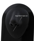 20G 0.8mm 316L Stainless Steel Calor Style Taper Insertion Pin for Ear and Nose Stretcher, shown on a black mannequin