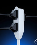 Close-up of Smooth Operator 4 Foot UL Certified 360 Degree Rotating Flat Plug Extension Cord with three grounded outlets.
