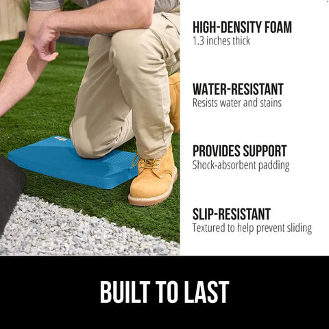 Kneeling on Extra Thick Supportive Foam Kneeling Pad 2 Pack, Built Like A Tank, large cushion for gardening and home projects.