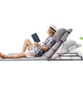 Heavy Duty Electric Bed Backrest With Guardrail For Elderly Support, Adjustable 2-80 Degree Lifting Recliner Frame For Seniors And Patients, Durable Steel Build, Easy Clean Gray Headboard Upgrade in use with man reading.