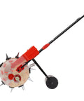 Garden Seeder Hand Push Row Crop Planter Walk Behind Manual Seeder Machine with seed capacity and corrosion-resistant iron build