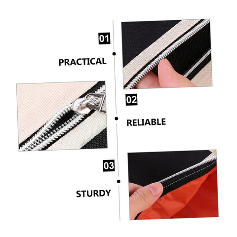 Close-up of zipper detail on All In One Art Storage Pouch With Zipper File Bag For Documents Artwork And Supplies For School Office And Travel Oxford Fabric Design Built To Last Four Layer Bind Fits 14 Inch Laptop And A4 Magazines