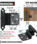 Diagram of Three Eighths Inch Inset Cabinet Door Hinges Oil Rubbed Bronze Set Of 20 No Fuss Self Closing Flush Mount Cupboard Hardware