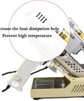Side view of Electric Vacuum Desoldering Pump Portable Soldering Gun with heat dissipation holes, highlighted to prevent high temperature.