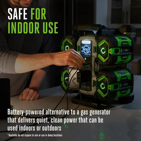 Person using a Gasless 1400W Portable Power Station With Two 56V 6Ah Batteries And Charger, Pure Sine Inverter For Home And Outdoor Use