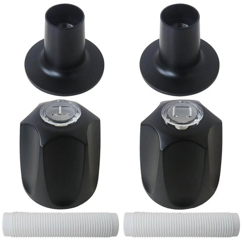 Upgrade Your Bathroom With This Easy-Install Matte Black HotioGa Shower Handle Kit Compatible With Pfister Verve, Featuring 2-Piece Knobs And Bases For A Sleek Modern Look That Truly Rocks! matte black metal 2-inch shower handle kit, front view
