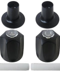 Upgrade Your Bathroom With Hotioga Metal Matte Black Shower Knob 2 Pack Replacement Handles For Verve Tub Faucets Featuring Secure 12 Tooth 9.5mm Stem Fits Perfectly To Give Your Shower A Sleek Modern Look And Total Style Revamp Today. Front view of matte black metal shower knobs with 12-tooth 9.5mm stems