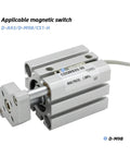 Compact Guide Rod Air Cylinder Pneumatic Actuator delivering rock solid linear motion, 25mm aluminum build with magnetic switch.