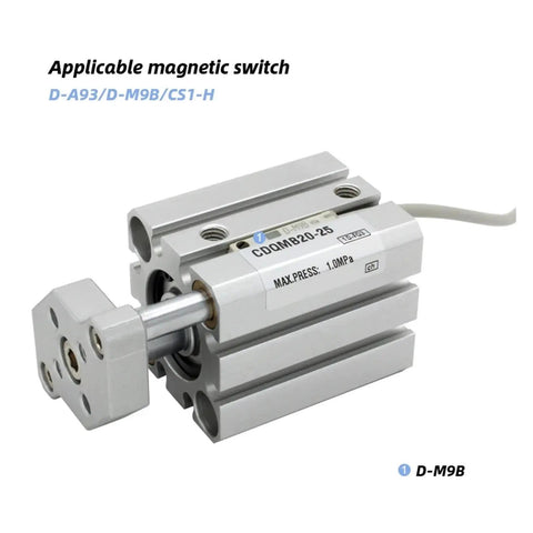Compact Guide Rod Air Cylinder Pneumatic Actuator delivering rock solid linear motion, 25mm aluminum build with magnetic switch.