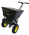 Walk Behind Broadcast Spreader With 100 Pound Hopper And 0 To 9.8 Feet Spreading Width, 13 Inch All Terrain Solid Tires visible