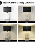 Dope Black 24 Inch Touch Table Lamps Set Of 2 With USB Ports showing 3-way dimmable settings and faux silk shade, end table lamps.