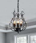 Crystal Branch Chandelier Flush Mount With Vintage Farmhouse Vibe Matte Black 11 Inch Diameter Requires 4 E12 Bulbs Not Included
