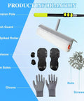 20 Inch Spiked Roller Kit With Adjustable Handle, Cover, Spiked Shoes, And Gloves For Epoxy Resin, Cement, And Concrete Floor Coatings, Bubble Removal And Self Leveling Tool For Flawless Finishes laid out with components and labels
