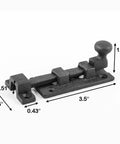Solid As A Rock Heavy Duty Wrought Iron Slide Bolt Latch With Classic Ball Tip Handle Black Rust Resistant Finish, 3.5 inches long.
