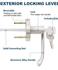 Heavy Duty Stainless Steel Panic Bar Exit Device With Exterior Lever And 5 Keys For 27 To 40 Inch Wood Or Metal Doors