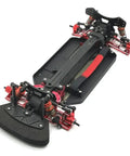 Heavy Duty Metal Front And Rear Suspension Arm Steering Cup Hub Carrier Set For 10th Scale RC Cars compatible with PTG2 platform, bright red.