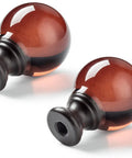 Dope Crystal Ball Lamp Finials With Bronze Finish Base, Tawny Glass, 2 Inch Tall, Threaded 1/4-27, sleek top cap decor