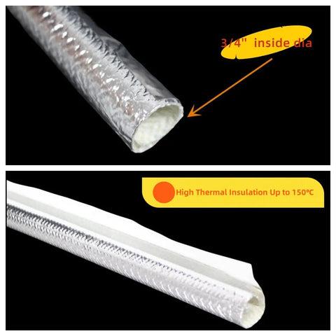 Heavy-Duty Self-Wrap Aluminum Heat Shield Sleeve With Side Entry For Hoses Wiring Harnesses And Cables In Automotive Exhaust, 39 Inch Length