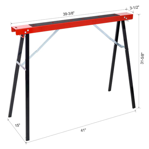 Heavy Duty Folding Saw Horses 2 Pack Built Tough As Nails For Real World Job Sites And Home Garage Projects features a portable steel bench stand.