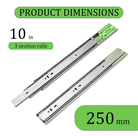 Soft Close Full Extension Drawer Slides 10 Inch 1 Pair Heavy Duty Ball Bearing Side Mount Rails With Quiet Damping 100 Lb Load Capacity