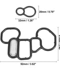 Solenoid Gasket Spool Valve Filter Screen Replacement Set For Honda Ridgeline And Compatible With Accord Odyssey Pilot Models From 1998 To 2014 Pack Of 2 Black Easy Install black gaskets with measurements visible